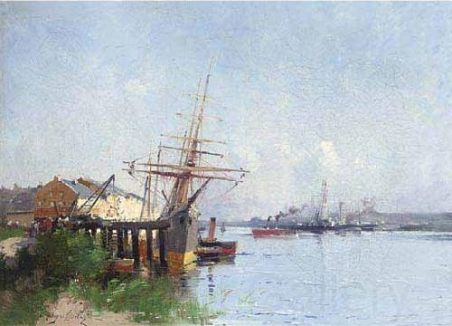 Eugene Galien-Laloue Harbour scene France oil painting art